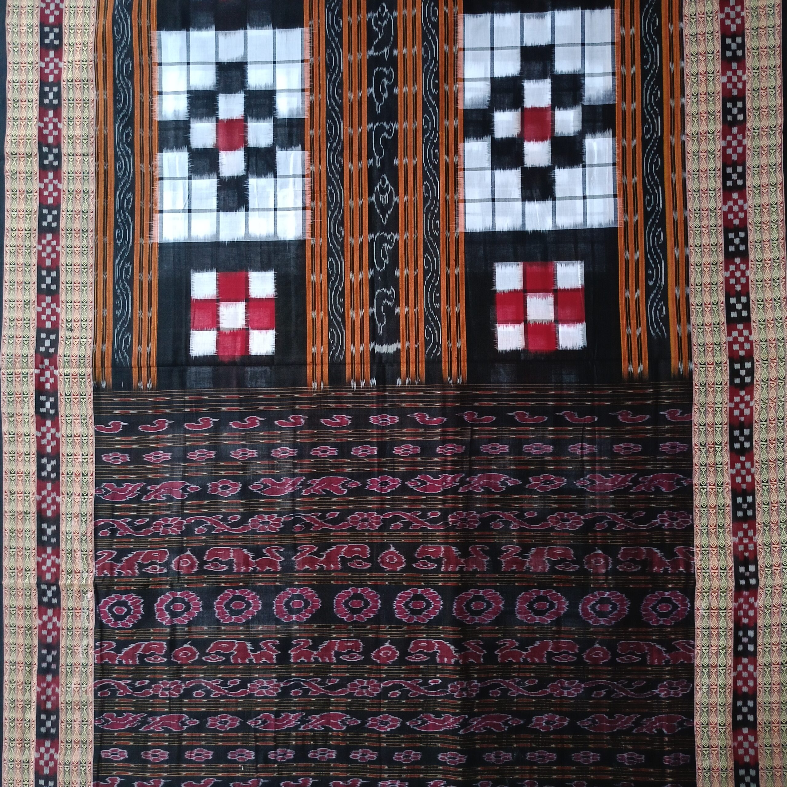 Bichitrapuri Black & White Sambalpuri Cotton Saree - Image 3