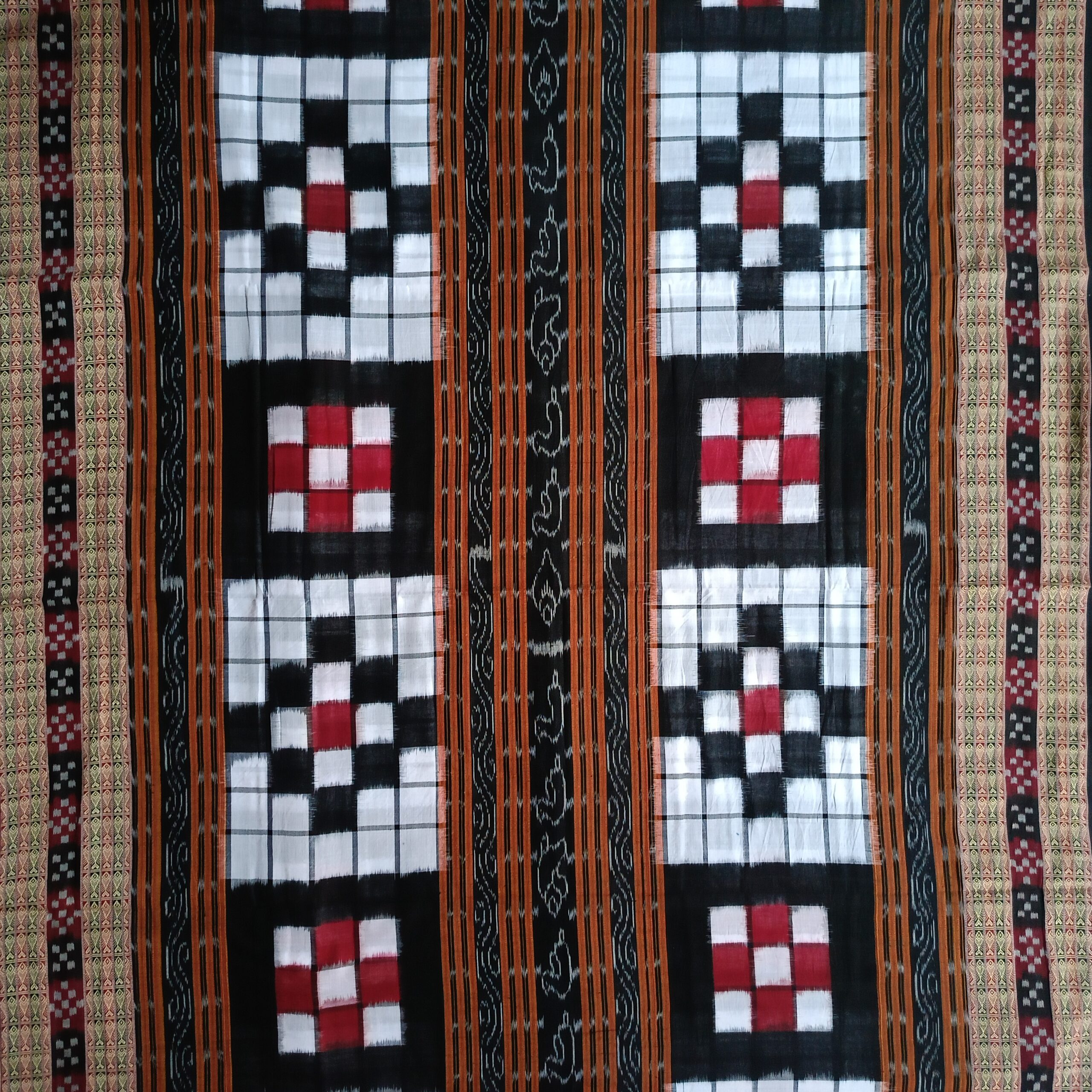 Bichitrapuri Black & White Sambalpuri Cotton Saree