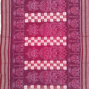 Maroon Colour White Box Pasapali Design Sambalpuri Cotton Saree