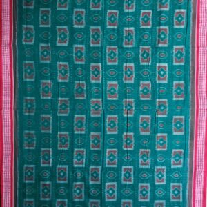 Green Colour & Red Border Daily Use Sambalpuri Cotton Saree