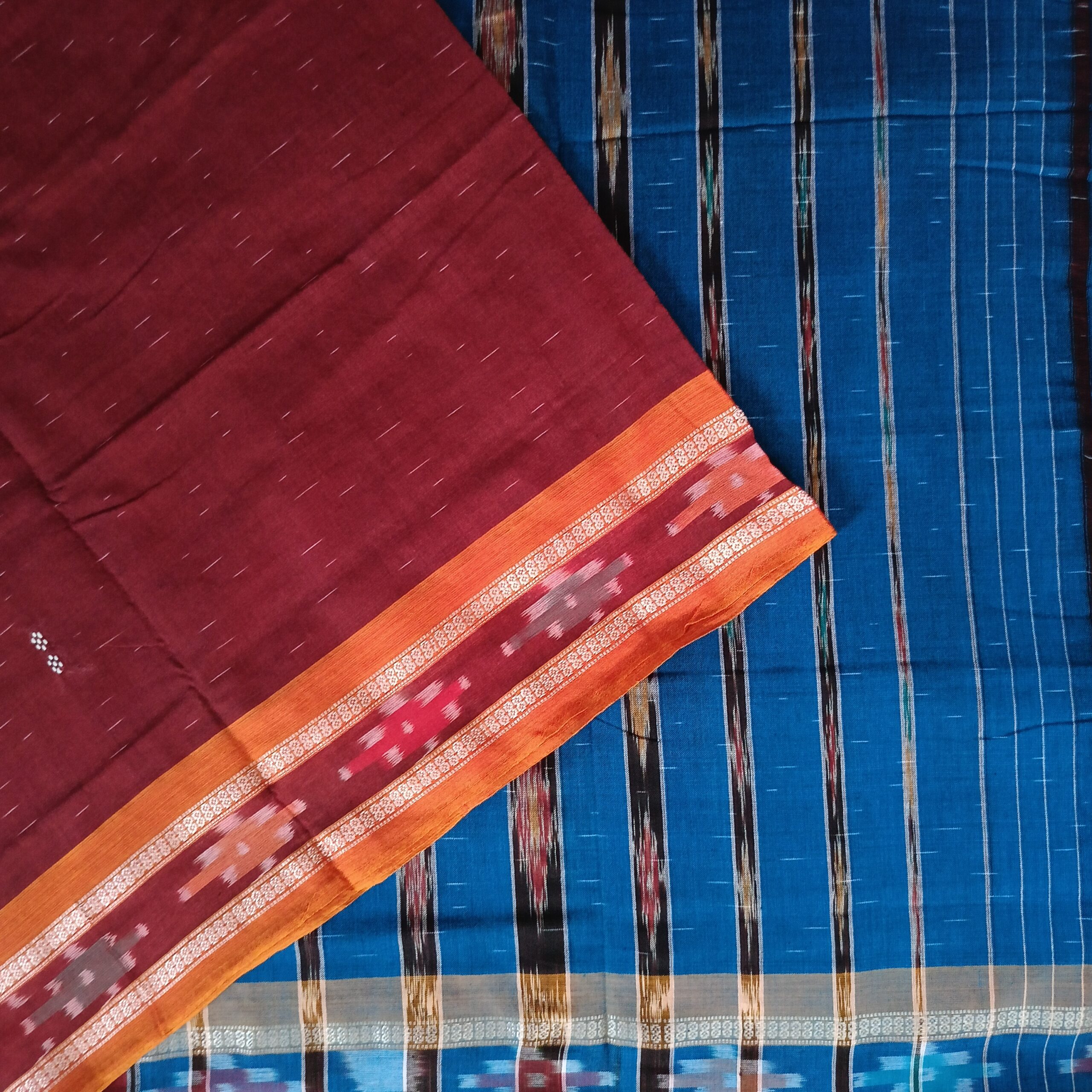 Maroon Color Handloom Sambalpuri Cotton Saree - Image 3