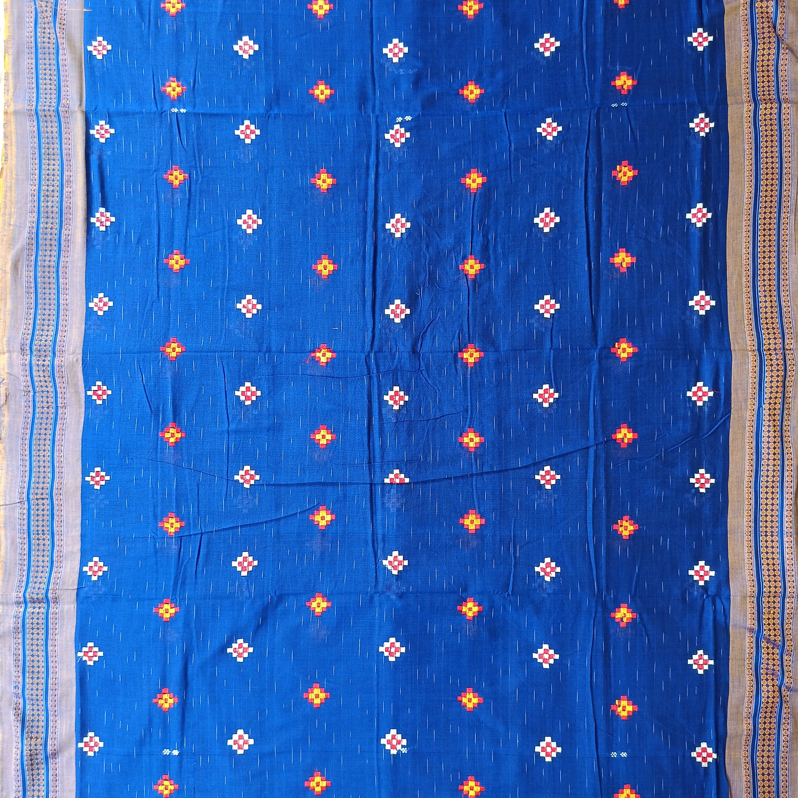 Embroidery Handwork Blue Colour Sambalpuri Cotton Saree
