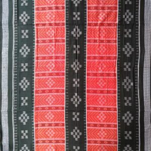 Orange Colour and Green Border Simple Handloom Sambalpuri Saree