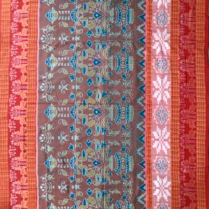 Red Border & Taupe Colour Kalash Bandha Sambalpuri Cotton Saree