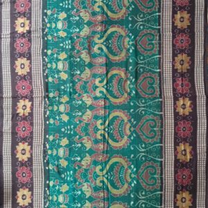 Green Colour Maroon Peacock Coffee Colour Double Border Handloom Sambalpuri Cotton Saree
