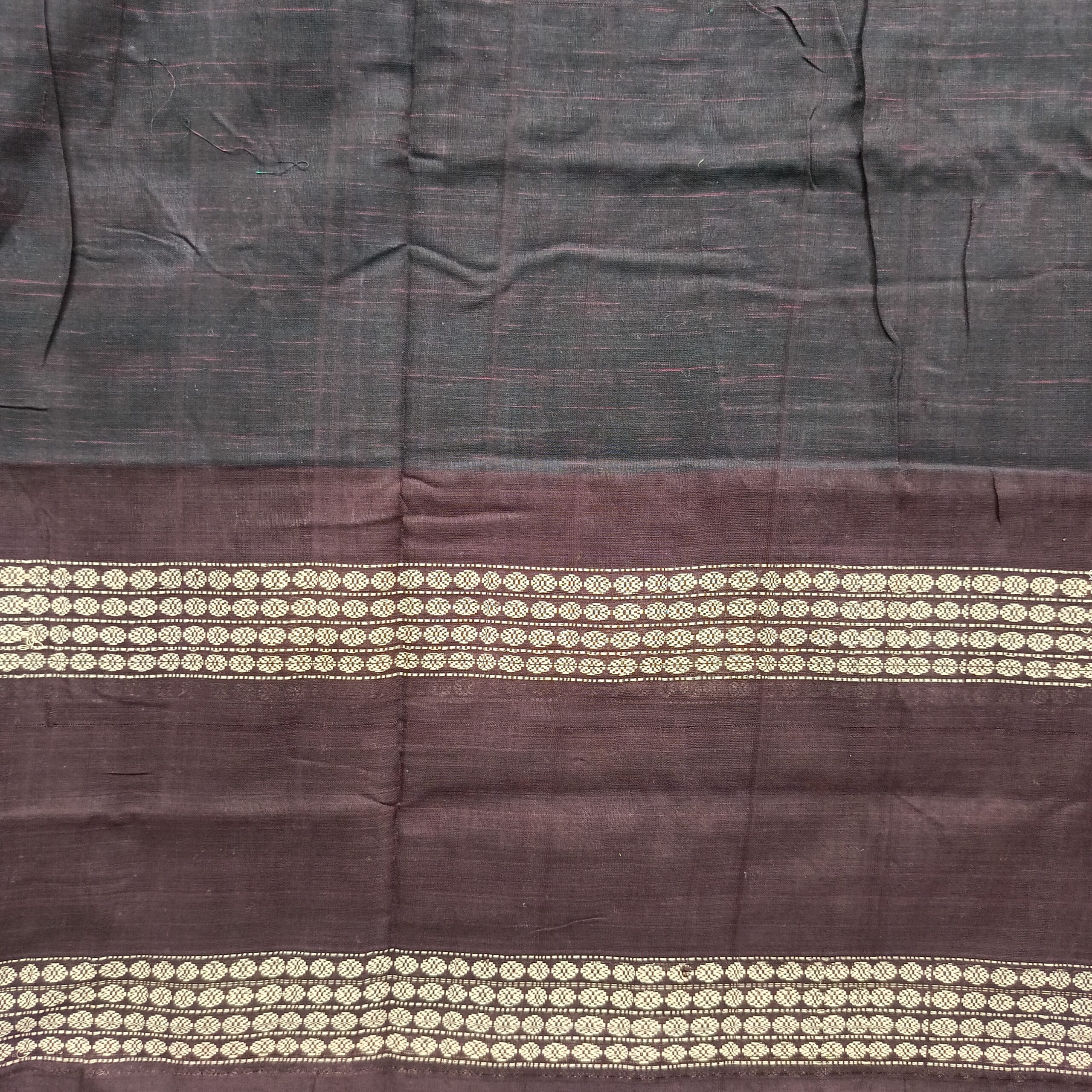 Green Colour Maroon Peacock Coffee Colour Double Border Handloom Sambalpuri Cotton Saree - Image 4