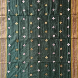Embroidery Handwork Green Color Sambalpuri Cotton Saree