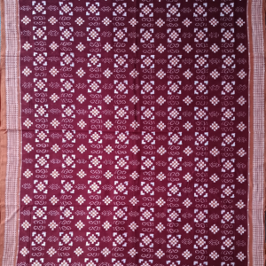 Maroon Colour Matha Border Pasapali Desing Sambalpuri Cotton Saree