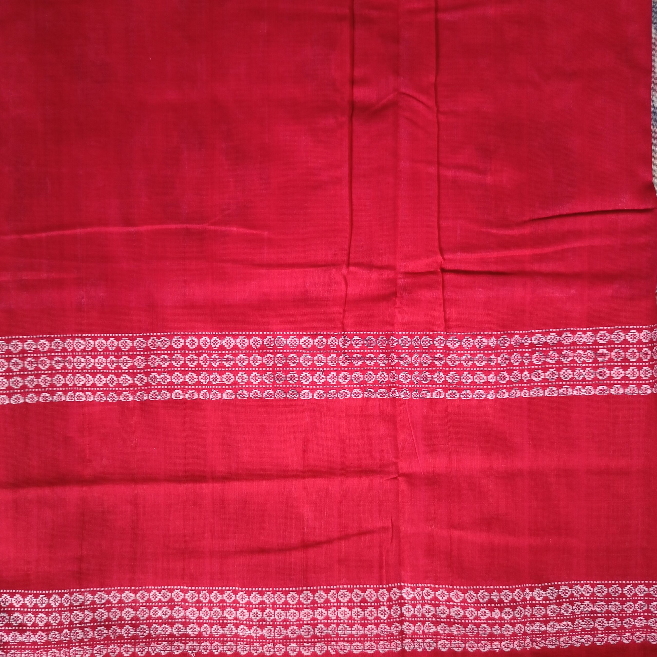Pink & Red Double Border Badha Sambalpuri Cotton Saree - Image 4