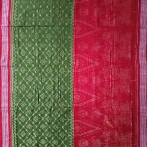 Green & Red Double Color Daily Use Handloom Sambalpuri Cotton Saree